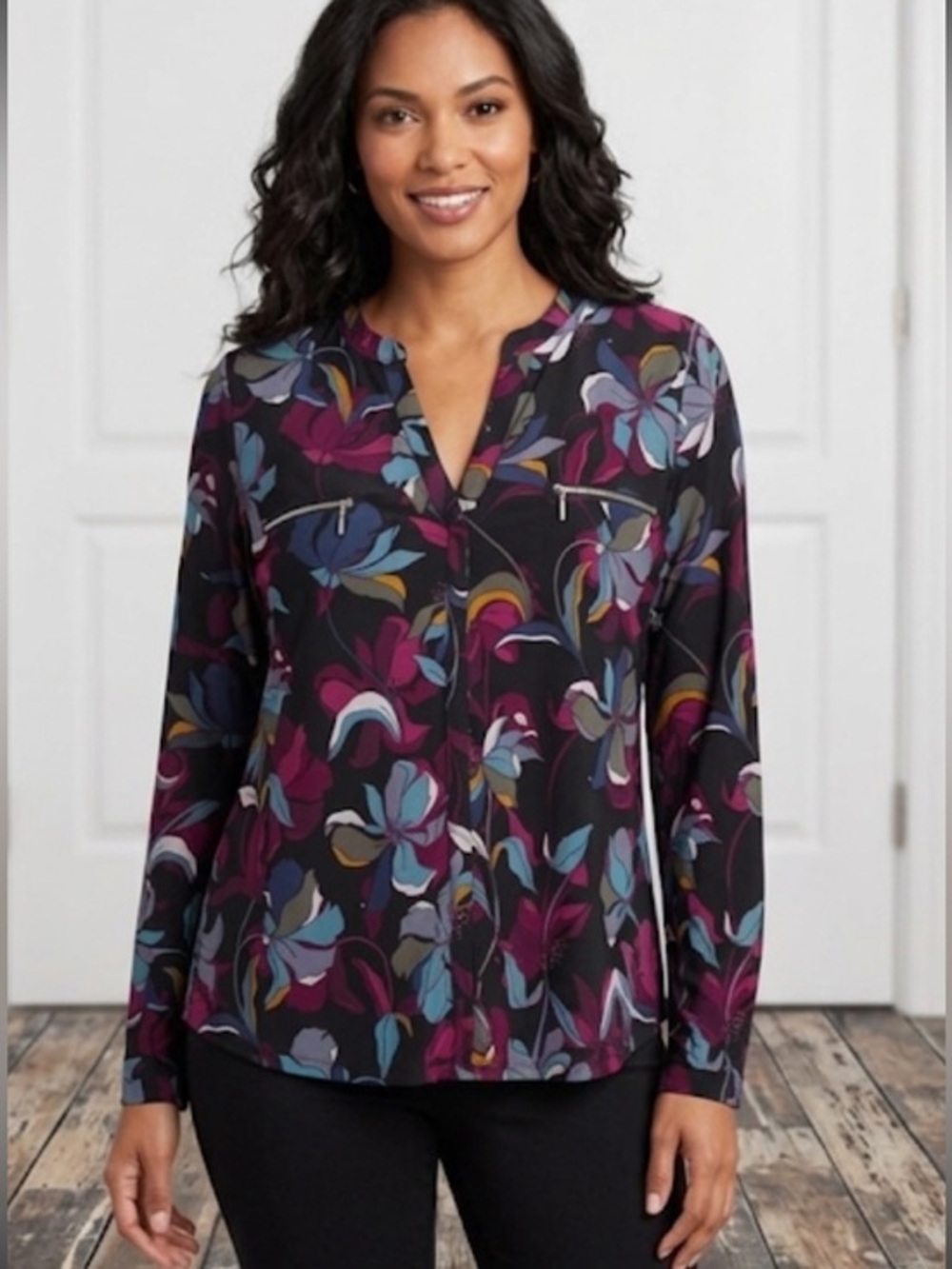 INC International Concepts Multicolor Floral Blouse